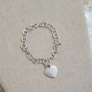Elegant Silver Heart Charm Bracelet